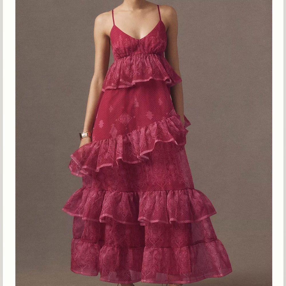 NEW Let Me Be Sleeveless Sheer Tiered Dress